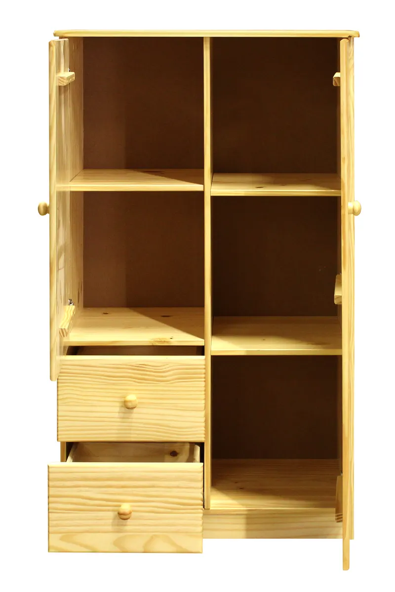 Kleiderschrank aus massivem Kiefernholz, natur lackiert, Ansicht 3