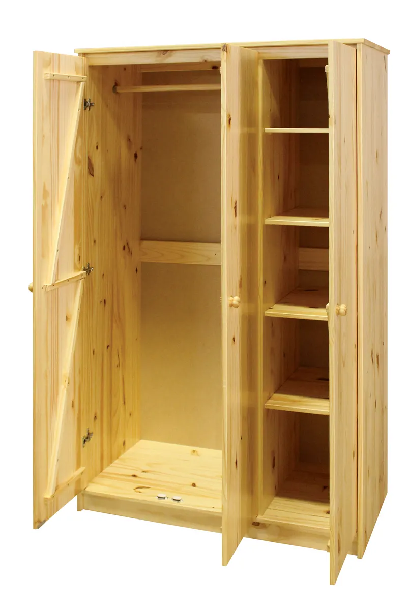 Kleiderschrank aus Kiefer massiv, natur lackiert, Ansicht 3