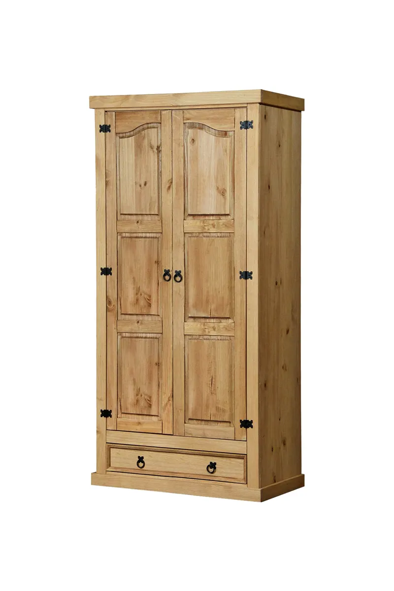 Kleiderschrank aus massivem Kiefernholz, natur gewachst, Ansicht 2