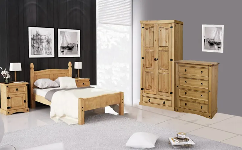 Kleiderschrank aus massivem Kiefernholz, natur gewachst, Ansicht 5