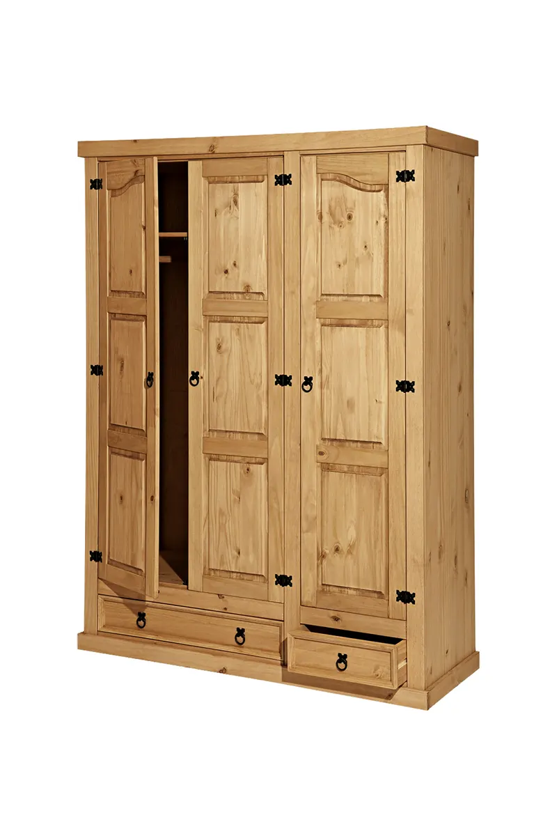 Kleiderschrank aus Kiefer massiv, natur gewachst, Ansicht 2