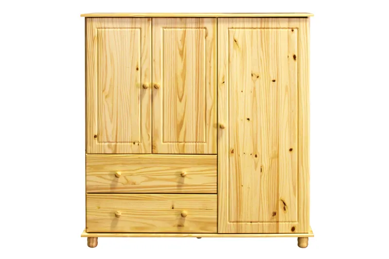Kommode aus Kiefer massiv, natur lackiert, 132 × 43 × 136 cm, natur, lackiert