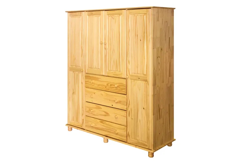 Kleiderschrank Kiefer massiv, natur lackiert, Ansicht 2