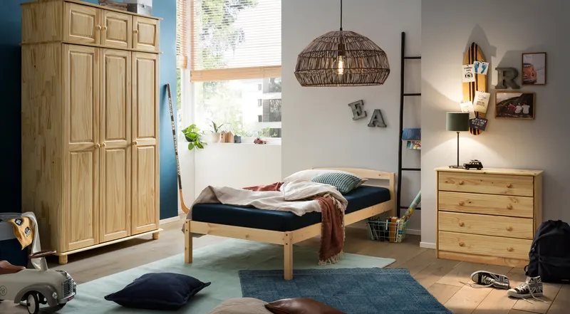 Kleiderschrank aus Kiefer massiv, natur lackiert, Ansicht 7