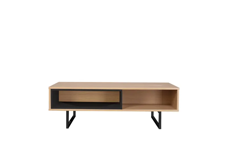 Lowboard / Couchtisch mit Eiche-Dekor, natur/schwarz, natur, schwarz