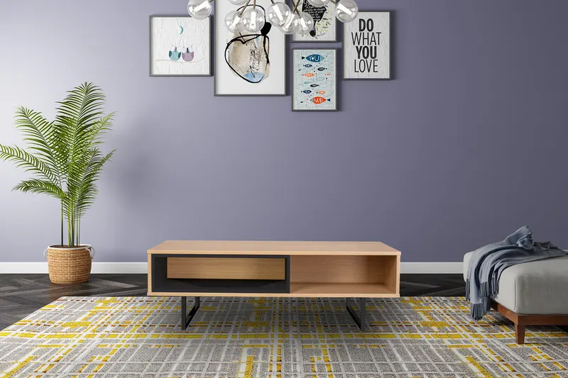 Lowboard / Couchtisch mit Eiche-Dekor, natur/schwarz, Ansicht 4