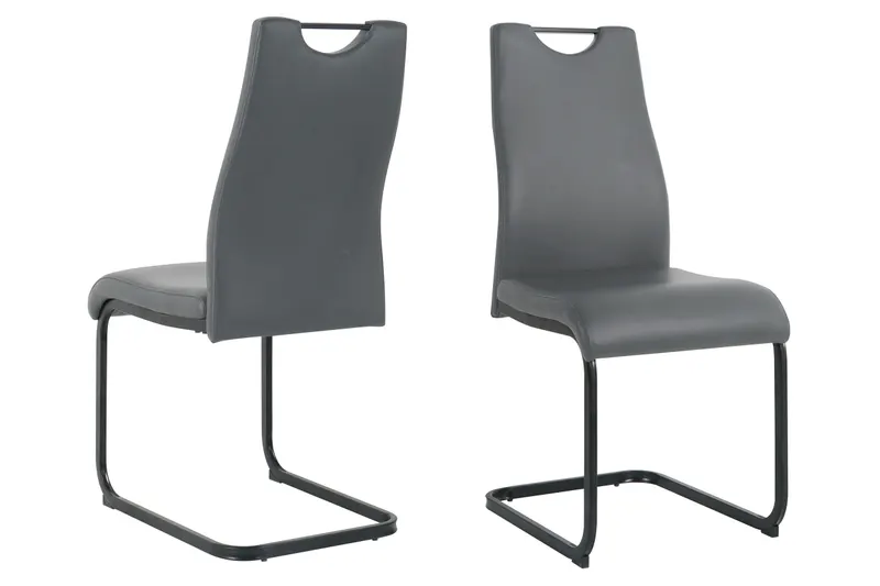 Stuhl, 2er-Set, 42 × 56 × 98 cm, Bezug grau/Beine schwarz