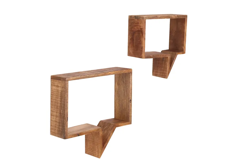 Wandregal-Set aus Mango massiv, natur, Ansicht 3