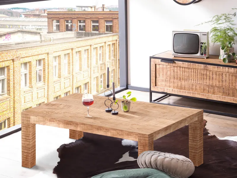 Couchtisch 110 × 60 cm aus lackiertem Mangoholz, natur, Ansicht 2