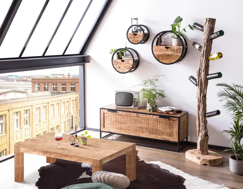Couchtisch 110 × 60 cm aus lackiertem Mangoholz, natur, Ansicht 3