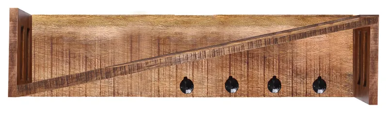 Wandgarderobe aus lackiertem Mango in Natur, Ansicht 1