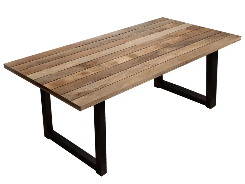 Tisch 160 × 90 cm Mango natur, Gestell antikschwarz