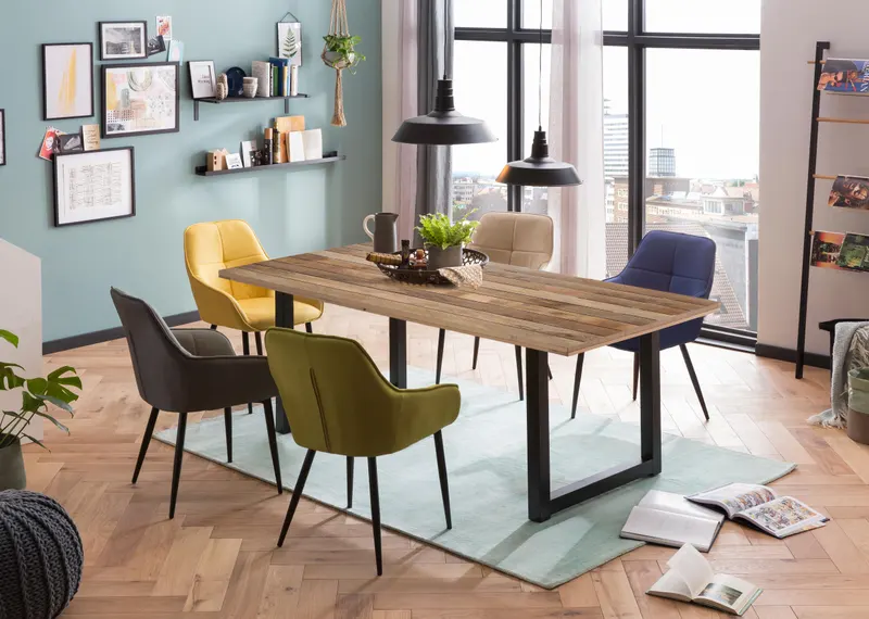 Tisch 180 × 100 cm aus Mango und Metall, Ansicht 2