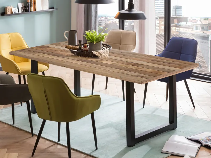 Tisch 180 × 100 cm aus Mango und Metall, Ansicht 3