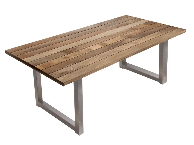 Esstisch 180 × 100 cm Mango natur, Gestell antiksilber, Platte natur, Gestell antiksilber