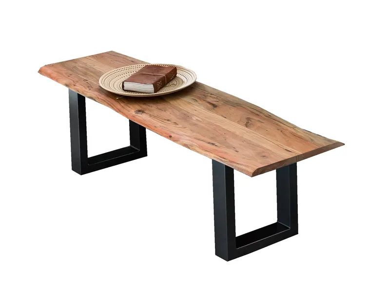 Sitzbank 150 cm, Akazie natur, Gestell antikschwarz, Ansicht 2