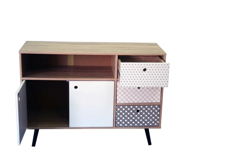 Sideboard aus MDF, white wash mit blau-weißer Front, Ansicht 7