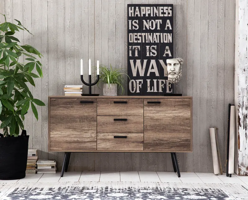 Sideboard, braun mit schwarzem Gestell, Ansicht 5