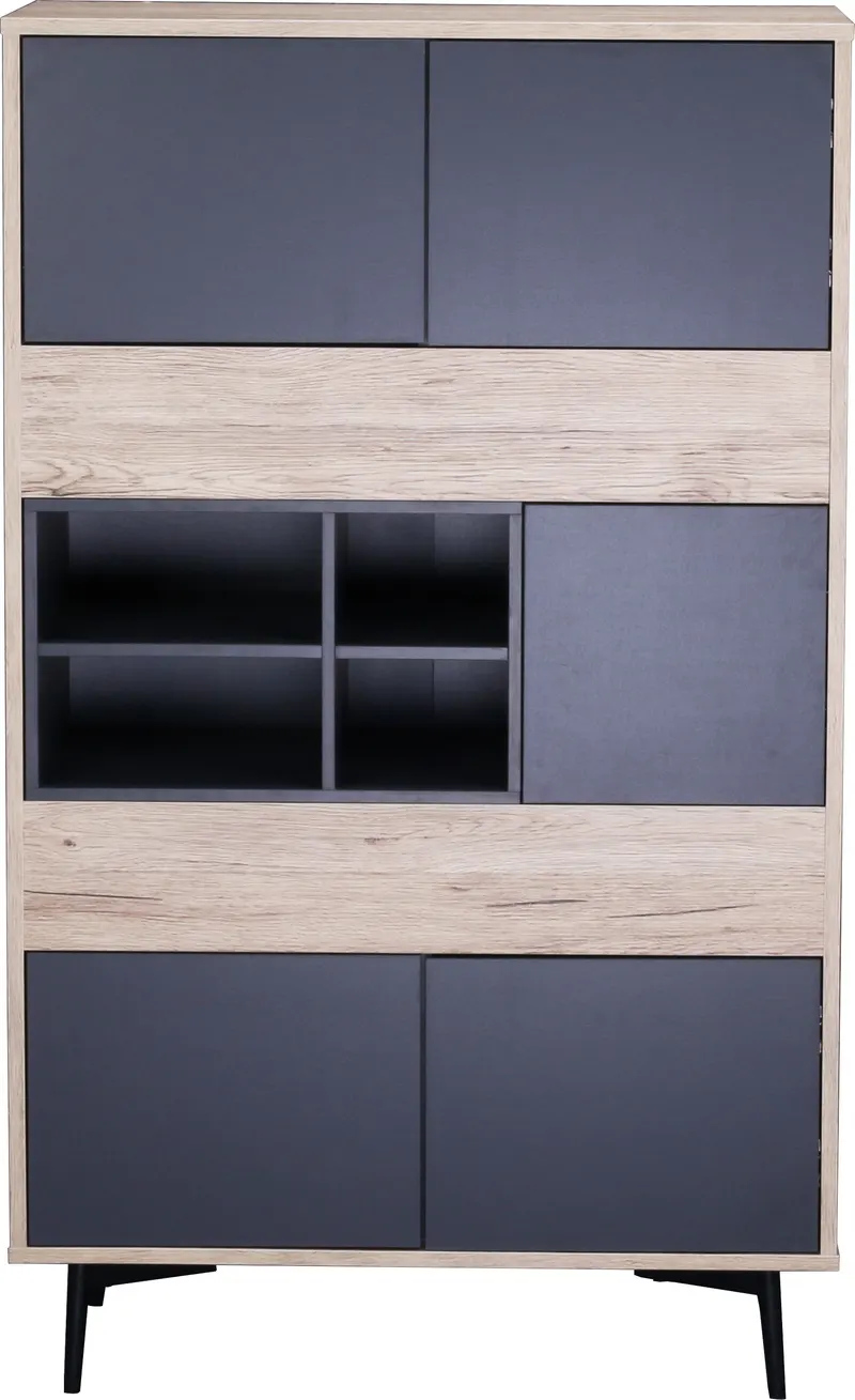 Highboard in Dunkelanthrazit und Natur