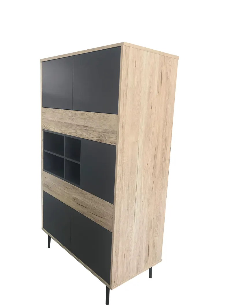 Highboard in Dunkelanthrazit und Natur, Ansicht 2