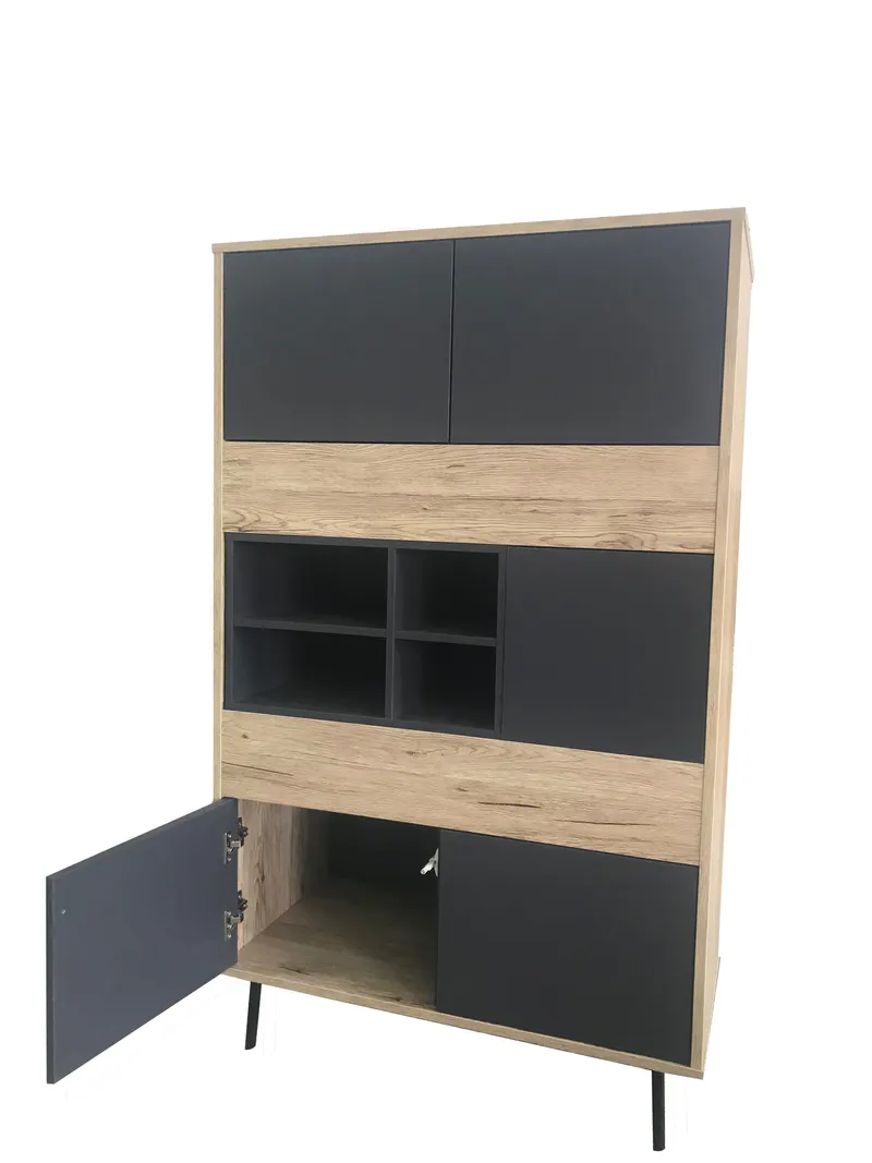 Highboard in Dunkelanthrazit und Natur, Ansicht 3