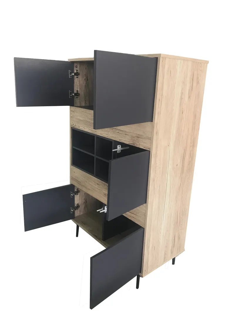 Highboard in Dunkelanthrazit und Natur, Ansicht 4