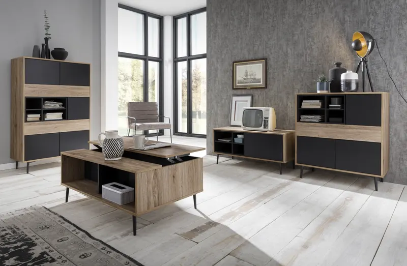 Highboard in Dunkelanthrazit und Natur, Ansicht 8