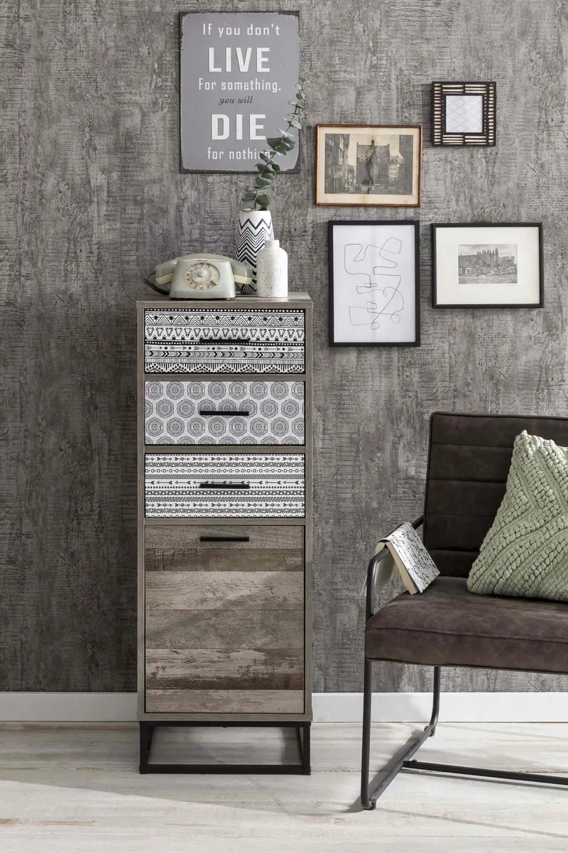 Kommode aus MDF in Natur mit Muster, Ansicht 7