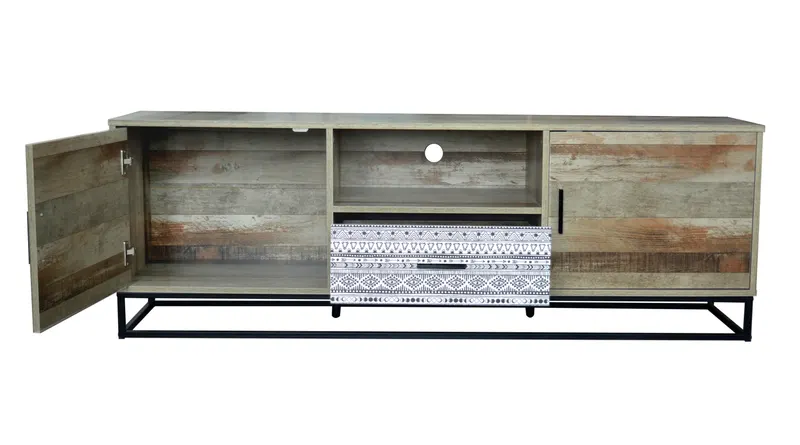Lowboard MDF natur mit grau gemusterter Front, Ansicht 3