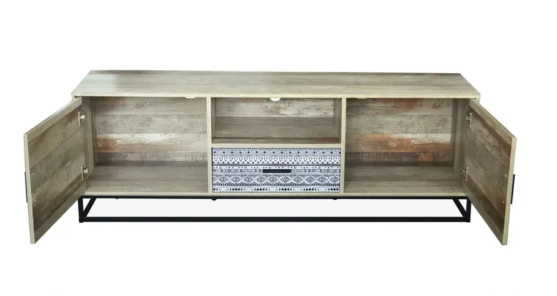 Lowboard MDF natur mit grau gemusterter Front, Ansicht 5