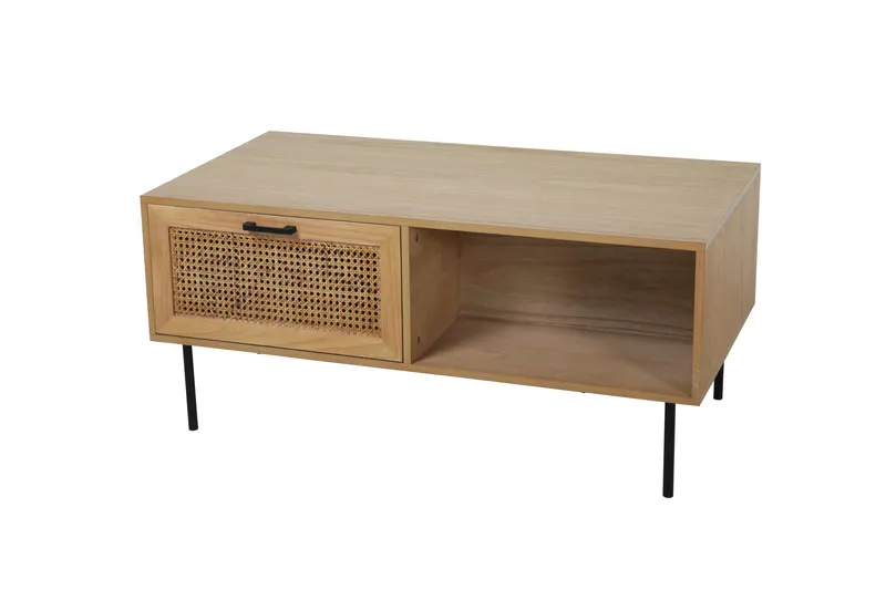 Couchtisch aus MDF mit Paulownia-Furnier und Rattan, Ansicht 2