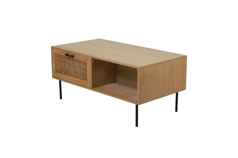 Couchtisch aus MDF mit Paulownia-Furnier und Rattan, Ansicht 3