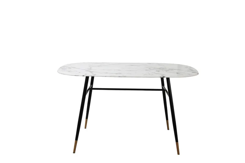 Esstisch 140 x 90 cm mit Glasplatte in Marmoroptik