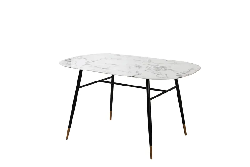 Esstisch 140 x 90 cm mit Glasplatte in Marmoroptik, Ansicht 2