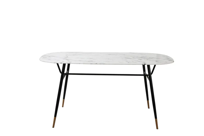 Esstisch 160 × 90 cm, weiß-schwarz in Marmoroptik