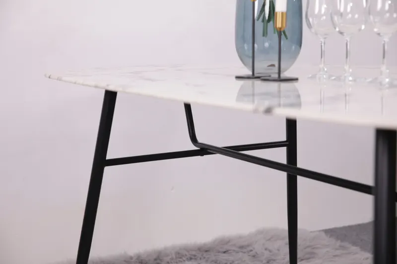 Esstisch 160 × 90 cm, weiß-schwarz in Marmoroptik, Ansicht 10