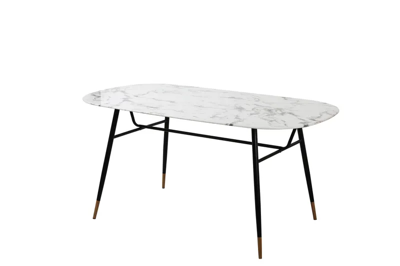 Esstisch 160 × 90 cm, weiß-schwarz in Marmoroptik, Ansicht 2