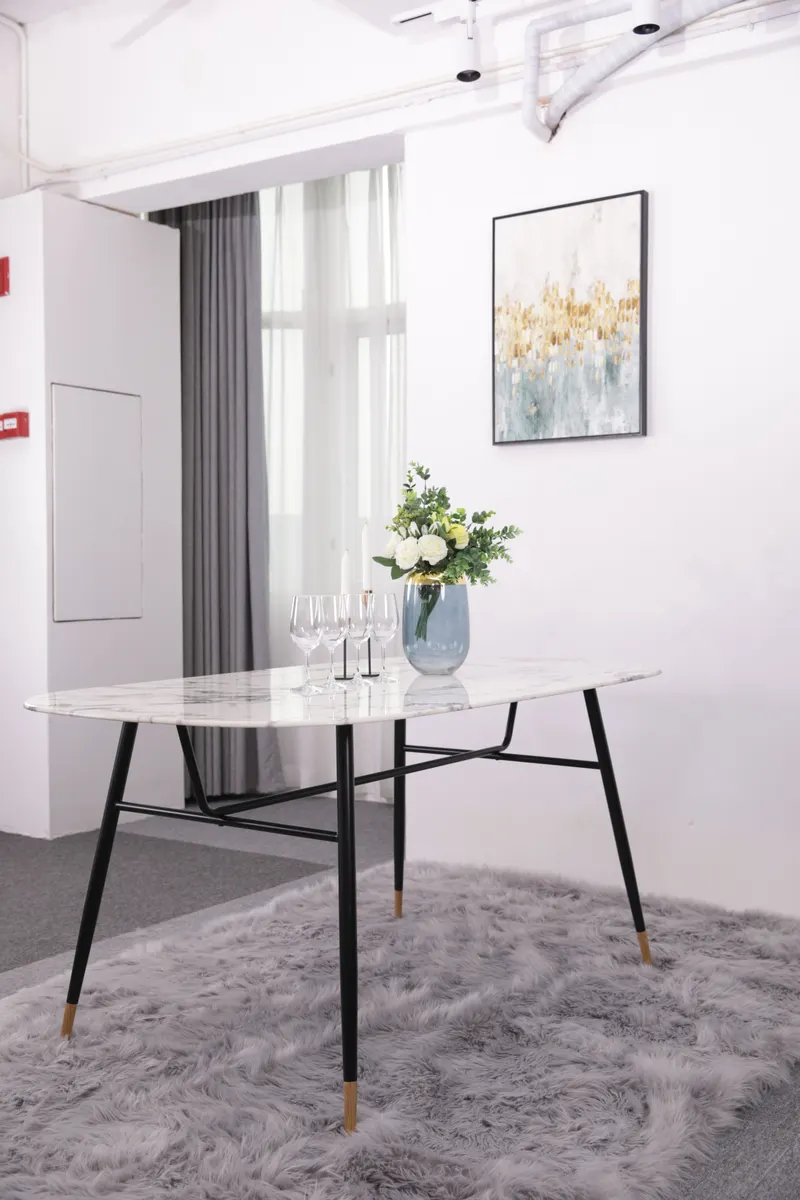Esstisch 160 × 90 cm, weiß-schwarz in Marmoroptik, Ansicht 5