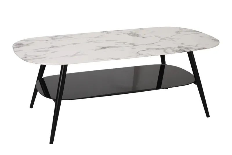 Couchtisch 120 × 60 cm, weiß-schwarz in Marmoroptik, Ansicht 2