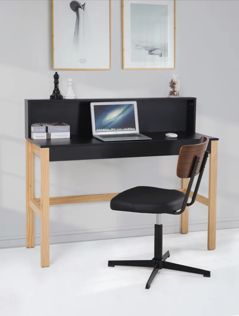 Schreibtisch mit MDF-Melamindekor, schwarz/natur, Ansicht 12
