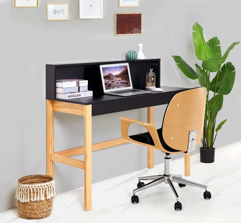 Schreibtisch mit MDF-Melamindekor, schwarz/natur, Ansicht 13