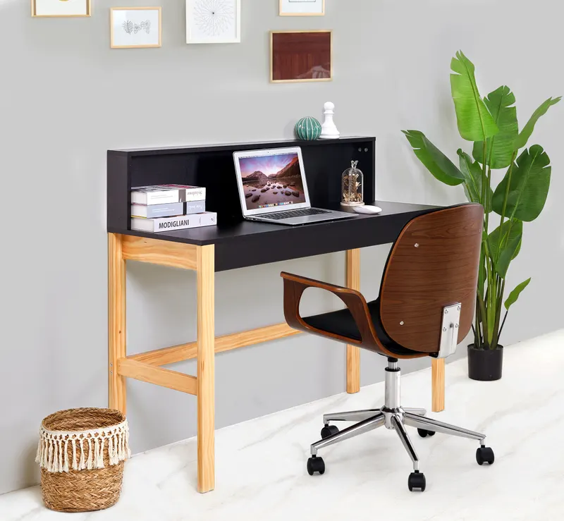 Schreibtisch mit MDF-Melamindekor, schwarz/natur, Ansicht 14