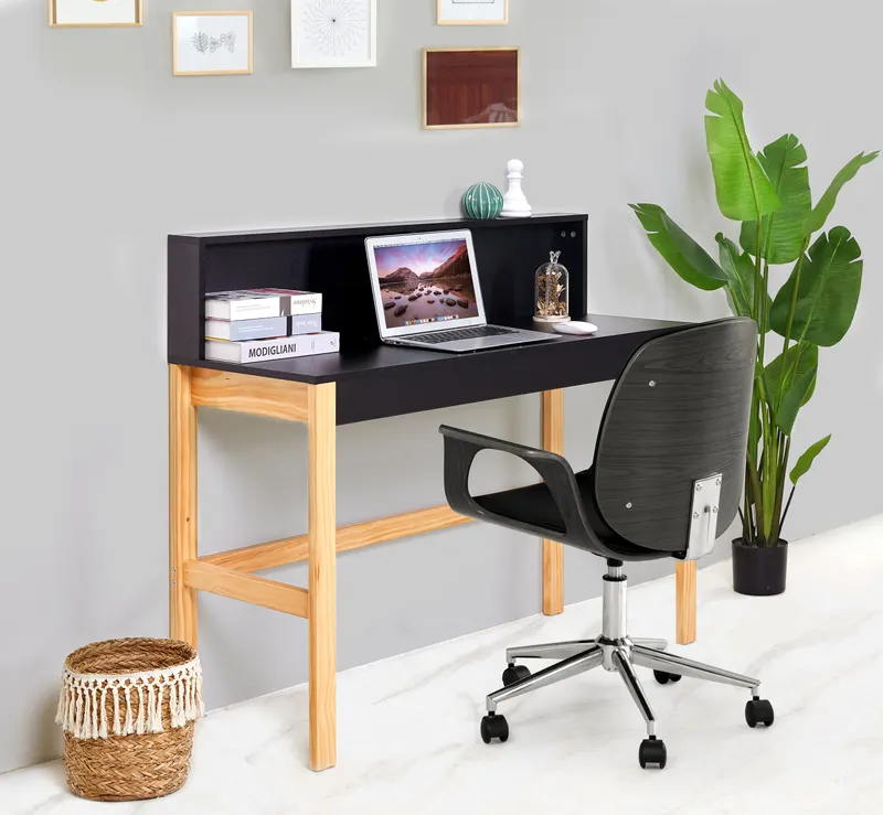 Schreibtisch mit MDF-Melamindekor, schwarz/natur, Ansicht 15