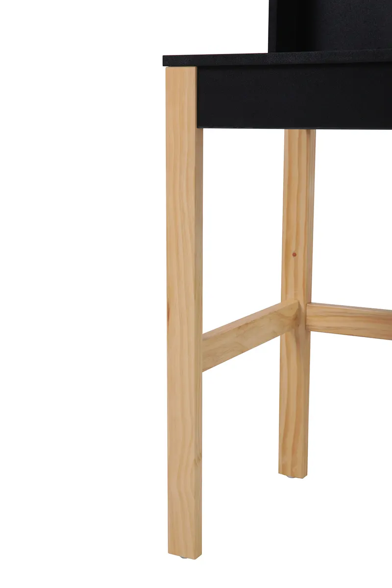 Schreibtisch mit MDF-Melamindekor, schwarz/natur, Ansicht 4