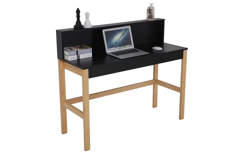 Schreibtisch mit MDF-Melamindekor, schwarz/natur, Ansicht 6