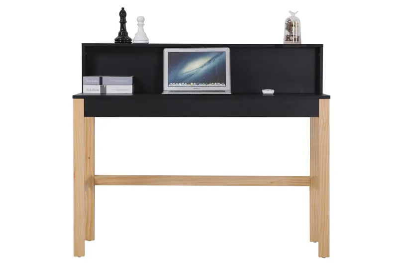 Schreibtisch mit MDF-Melamindekor, schwarz/natur, Ansicht 7
