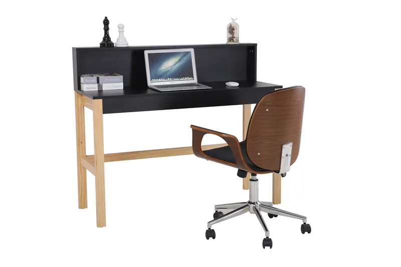 Schreibtisch mit MDF-Melamindekor, schwarz/natur, Ansicht 8