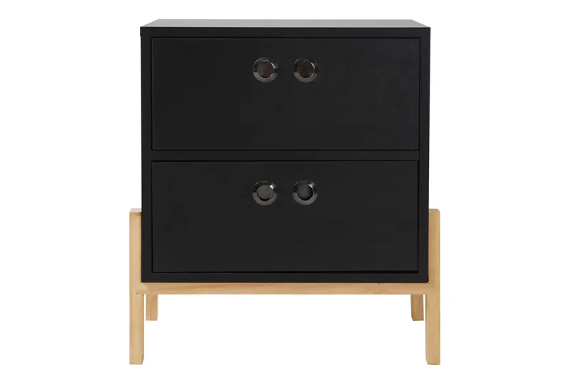 Kommode mit MDF-Melamindekor, schwarz/natur