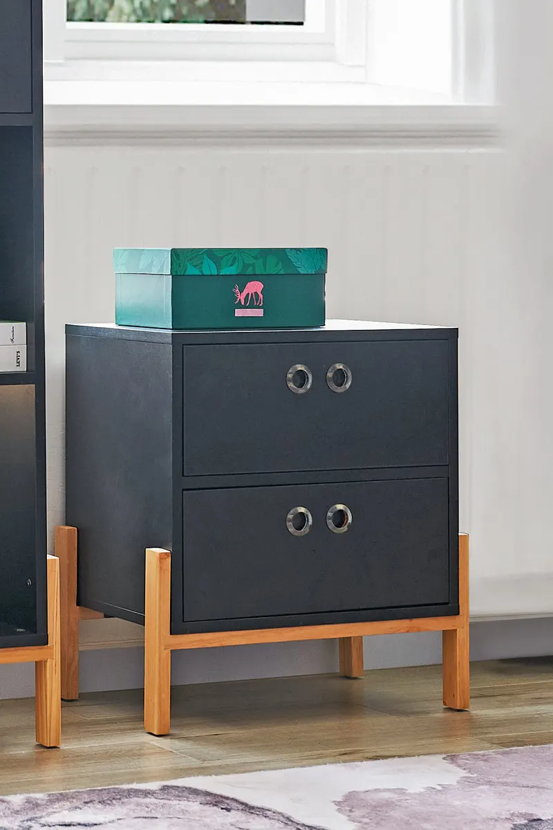 Kommode mit MDF-Melamindekor, schwarz/natur, Ansicht 6