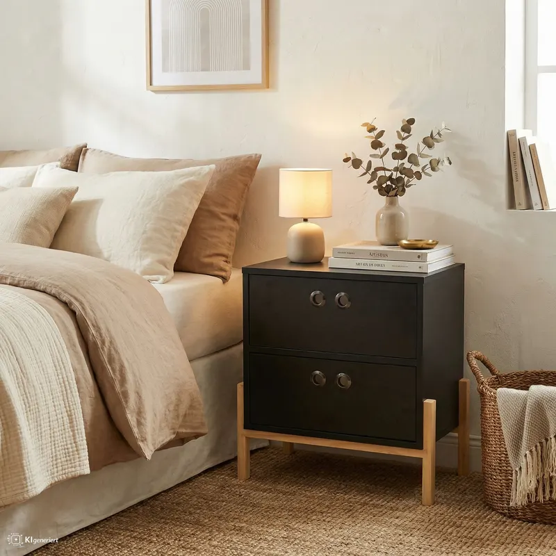 Kommode mit MDF-Melamindekor, schwarz/natur, Ansicht 7